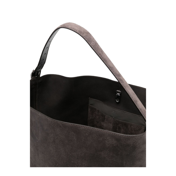 Suede Leather Tote - Grey