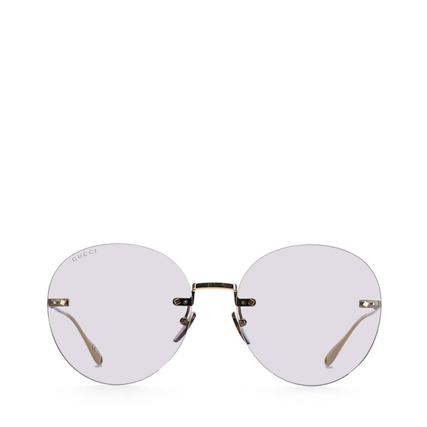 Floral-pendant round-frame sunglasses