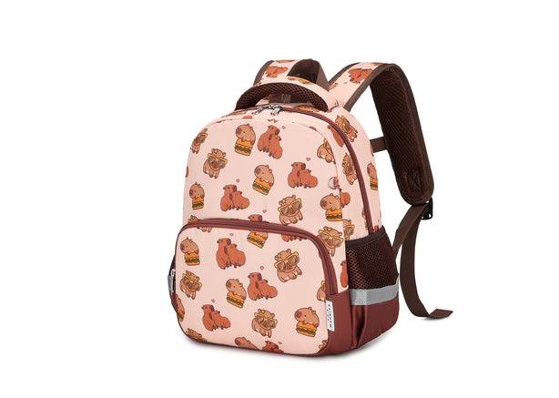 Raindew Kids Capybara Toddler School Backpack  Comfortable sponge handle, Double YKK zipper,  Side pockets, Water-Repellent Fabric
