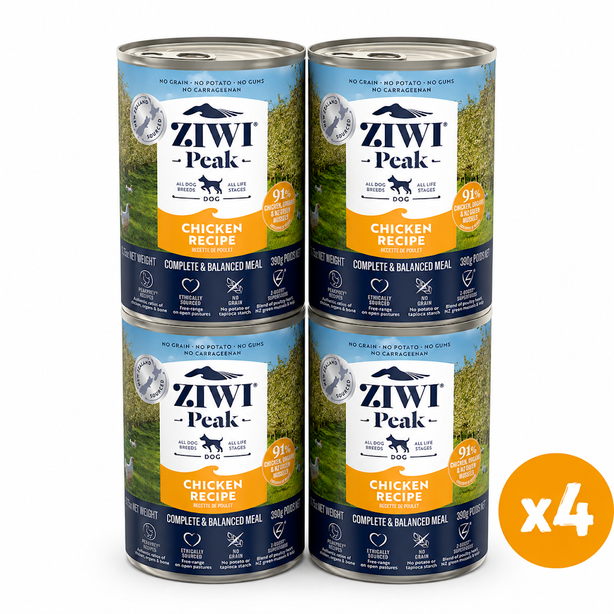 Bundled Buy 3 Get 1 Free 390g / 13.75oz Ziwi Peak Chicken Dog Petfood Can