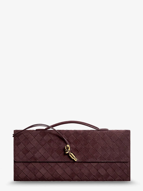 Bottega Veneta Andiamo Suede Clutch with Intrecciato pattern - Deep Mahogany-M B