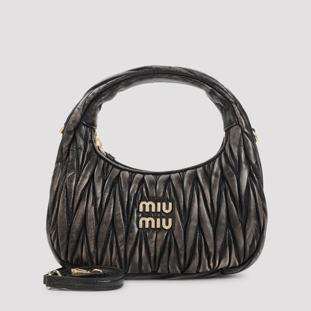 Wander Matelasse Leather Shoulder Bag in Black