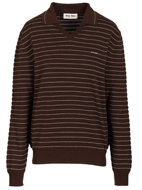 Miu Miu V-Neck Sweater - Brown