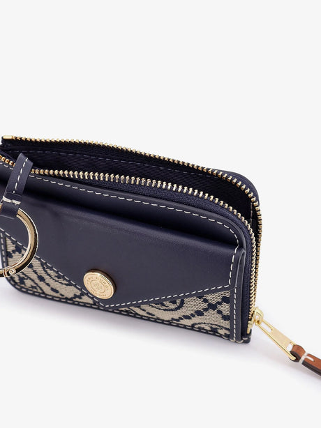 Tory Burch T Monogram Envelope Zip Card Case Wallet - Torynavy