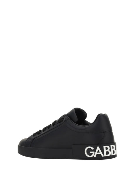 Dolce & Gabbana Leather Sneakers - Black/Black