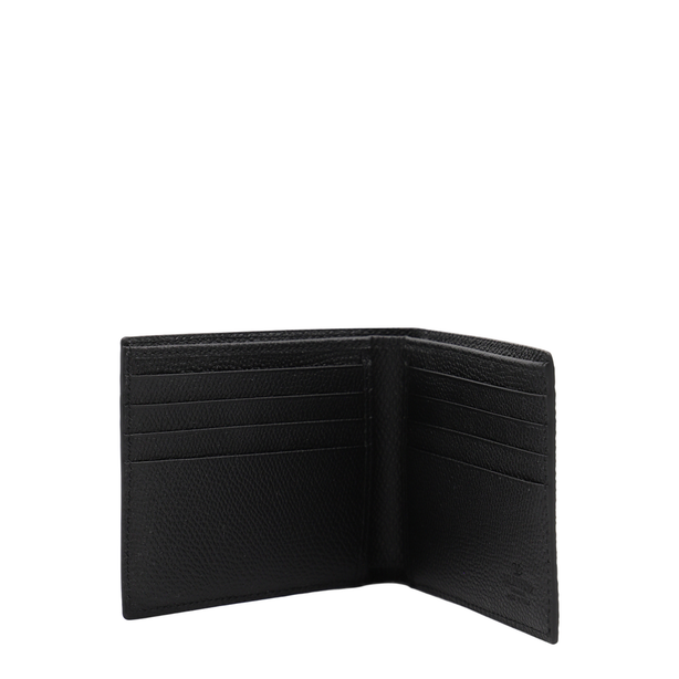 VLogo Signature Grainy Calfskin Bifold Wallet in Black