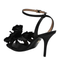 Black Satin Flower Sandals