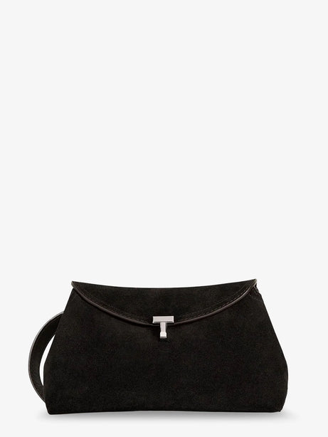 Toteme T-Lock suede handbag - Espresso