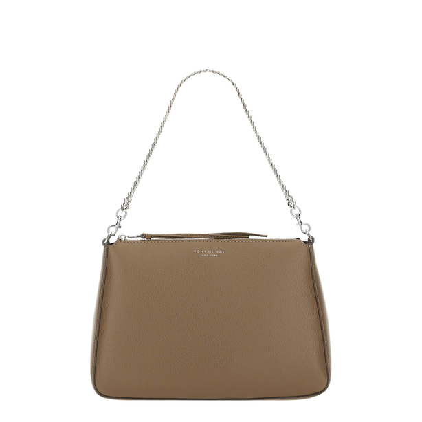 Perry Pebbled Leather Shoulder Bag - Brown