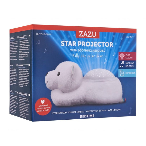 Zazu Polly the Polar Bear, Star Projector Nightlight with Melodies