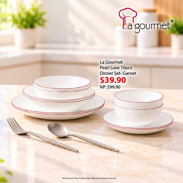 La Gourmet Pearl Luxe 10pcs Dinner Set- Garnet