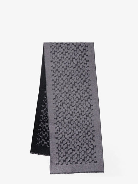 Gucci Double wool jacquard scarf with GG motif - Anthraciteblack