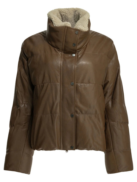 Brunello Cucinelli Padded Shearling Jacket - Brown