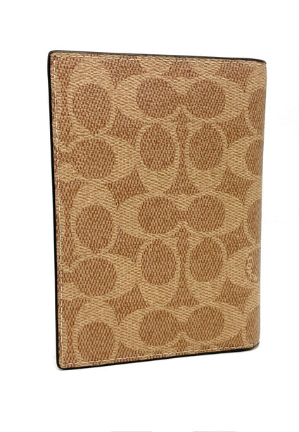 Coach Mens Passport Card Case In Signature Canvas - Tan/Black
