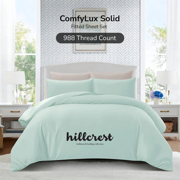 Hillcrest ComfyLux Solid 988TC | Fitted Sheet Set I No Quilt Cover - 6 Colour