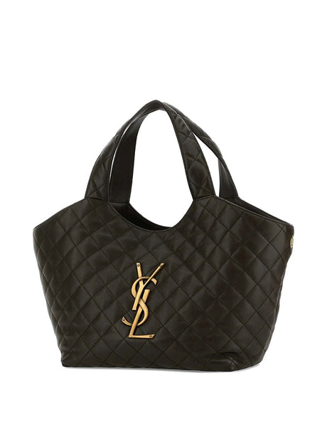 Saint Laurent Icare Medium Quilted Lambskin Tote Bags - Light Musk