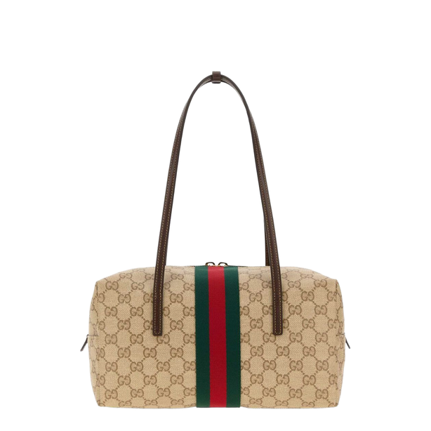 Melrose Medium Coated GG Canvas Top Handle Bag - Beige