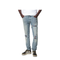 Mx1 Distressed Flannel-Patched Jeans In Medium Indigo