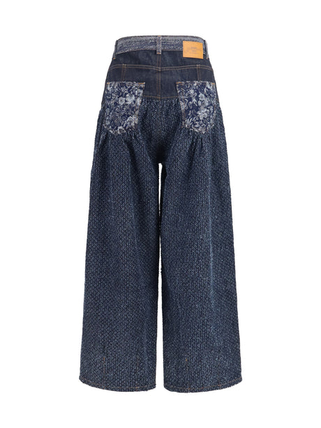 Embroidered Corset Balloon Jeans