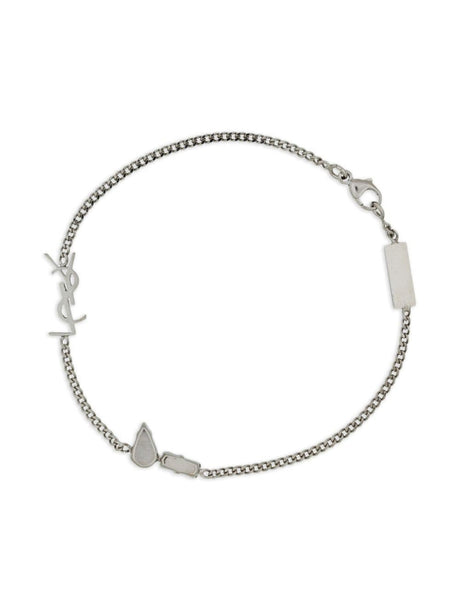 Saint Laurent CASSANDRE Charm Bracelet in Metal and Rhinestone