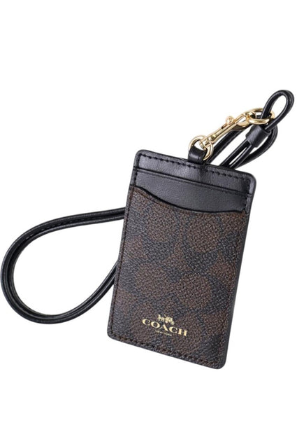 Coach ID Lanyard In Signature Canvas - Walnut/Black