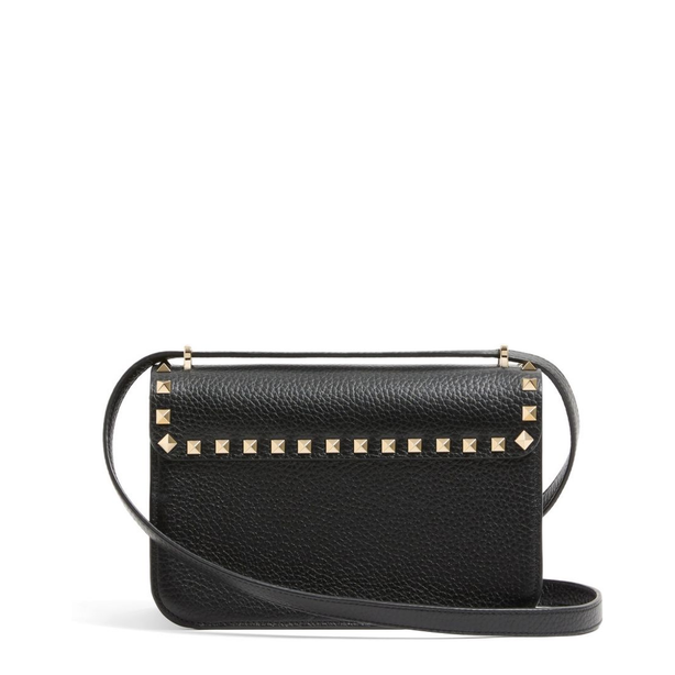 Rockstud Small Grainy Calfskin Shoulder Bag - Nero