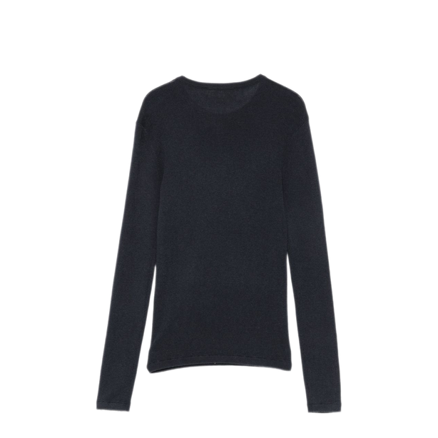 Navy Fine Knit Long Sleeve T Shirt