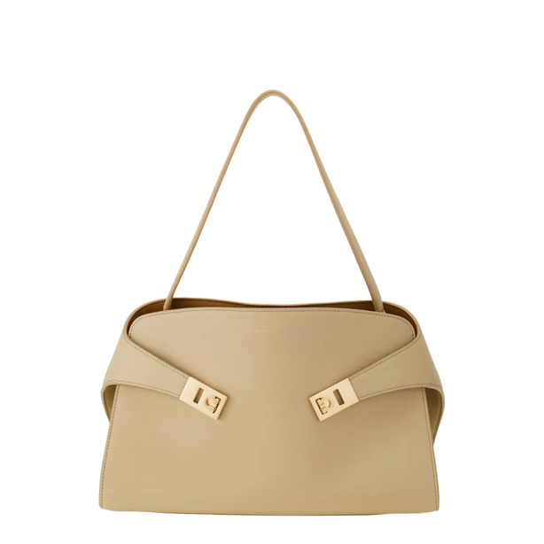 Hug Soft Medium Calf Leather Shoulder Bag - Stoneburnt