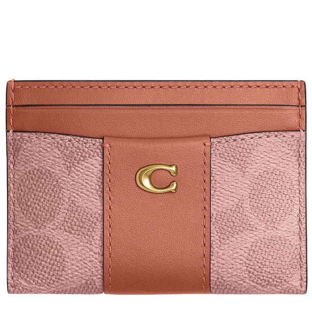 Coach Essential Card Case In Signature Canvas - Melon Pink CBY80