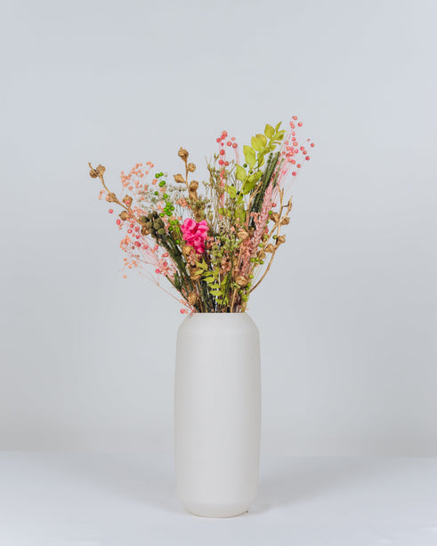 Ovation Lifestyle Large Cylinder Floral Clay Vase - Design 2