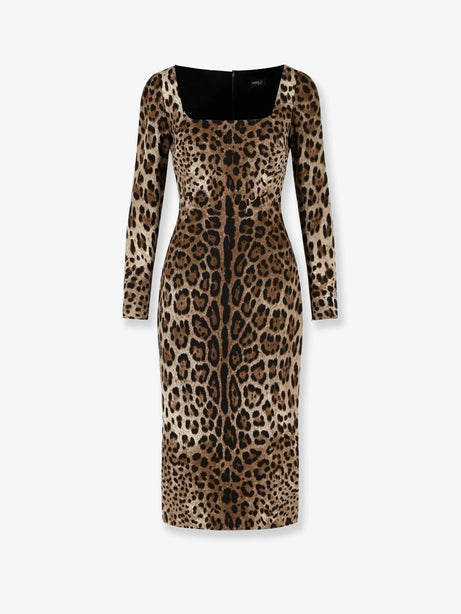 Dolce & Gabbana Midi Dress with Animal Print - Leonew