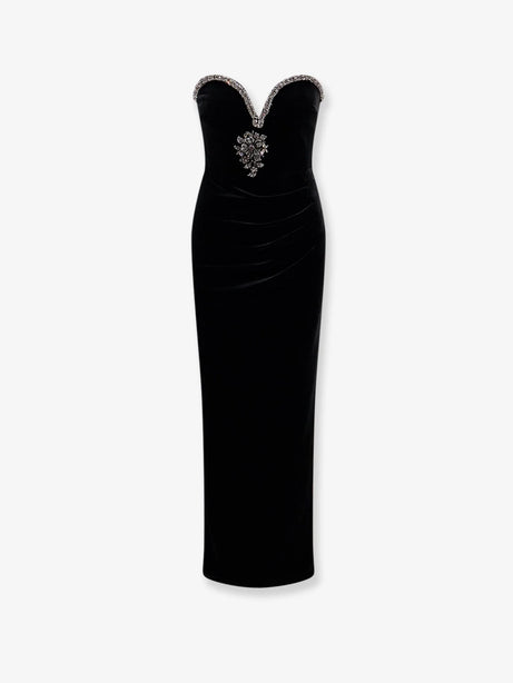 Self Portrait Velvet long dress - Black