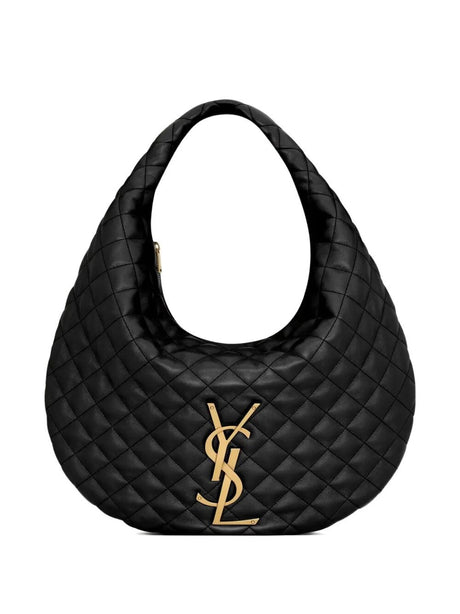 Saint Laurent ICARE Lambskin Hobo Bag - Black