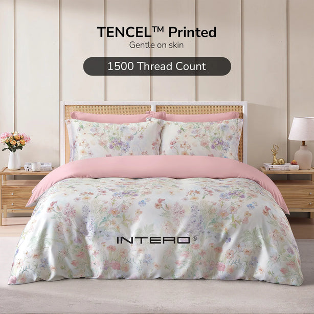 Intero MCD Lyocell Printed 1500TC Cooling Soft Luxury Bedding Fitted Sheet Set Gentle on Skin 1500 Thread Count