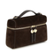 Slim Suede Top Handle Bag - Dark Cocoa