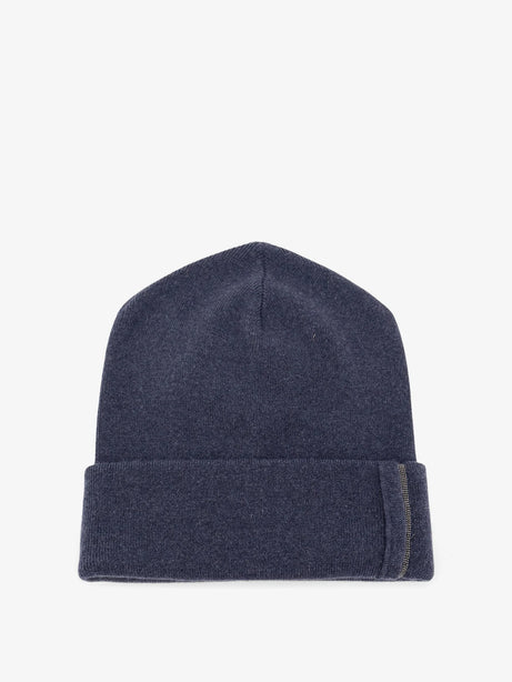 Brunello Cucinelli Cashmere hat with Monili detail - Blu Freddo