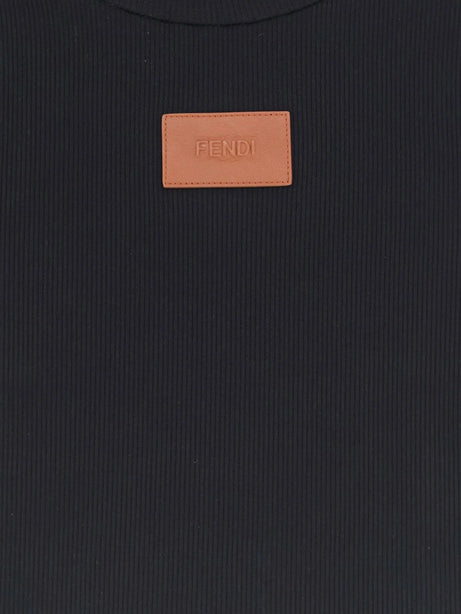 Fendi Cropped stretch cotton t-shirt - Black