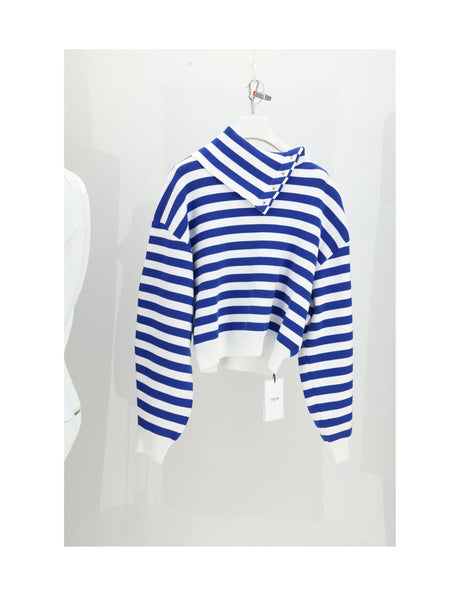 Celine HIGH NECK SWEATER - White/Royal Blue