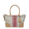 Large Canvas Leather Tote Bags - Tan/Red