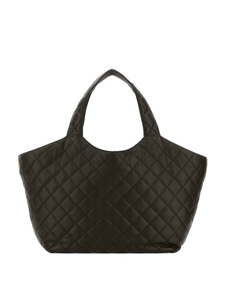 Saint Laurent Icare Medium Quilted Lambskin Tote Bags - Light Musk