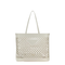 White Perforated Leather Shopping Tote Bag - White