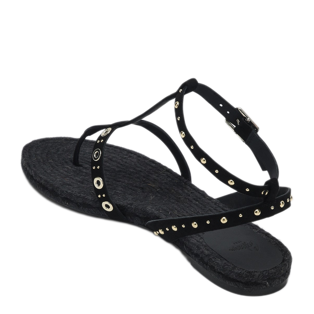 Low Heeled Black Pati With Studs