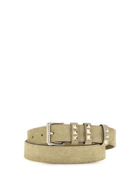 Valentino Garavani Rockstud suede Belt - Havana Beige