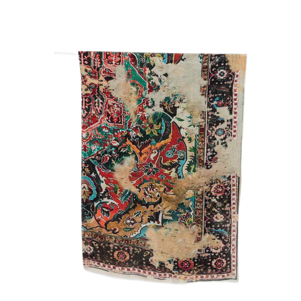 Beige Graphic Print Floral Scarf