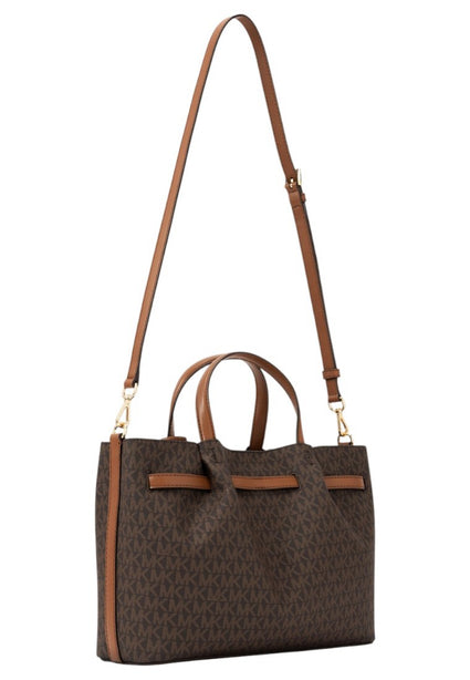 Michael Kors Carson Medium Signature Logo Satchel Bag - Brown