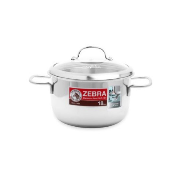 Zebra Stainless Steel Sauce Pot With Glass Lid & Capsule Base Ø18cm, Extra Infinity