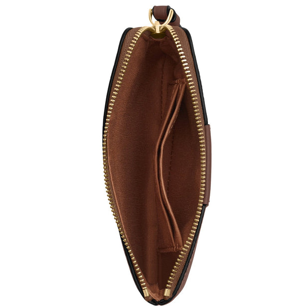 Coach Corner Zip Wristlet In Signature Canvas With Stripe - Tan/ Brown CW854
