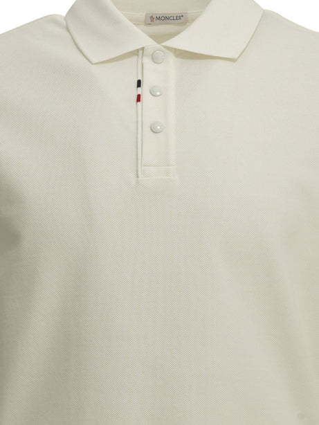 Moncler Button-down polo shirt with logo - White