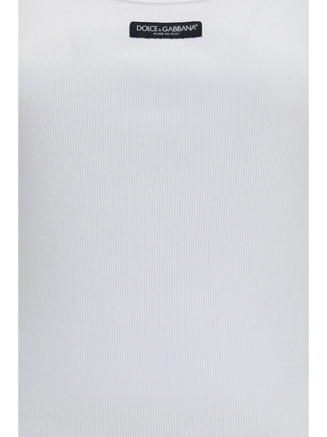 Dolce & Gabbana Ribbed Logo Tank Top - White Ottico