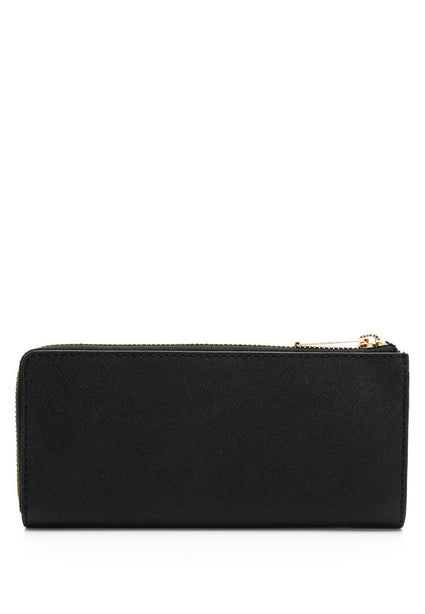 Michael Kors Jet Set Travel Large Saffiano Leather Quarter Zip Wallet - Black